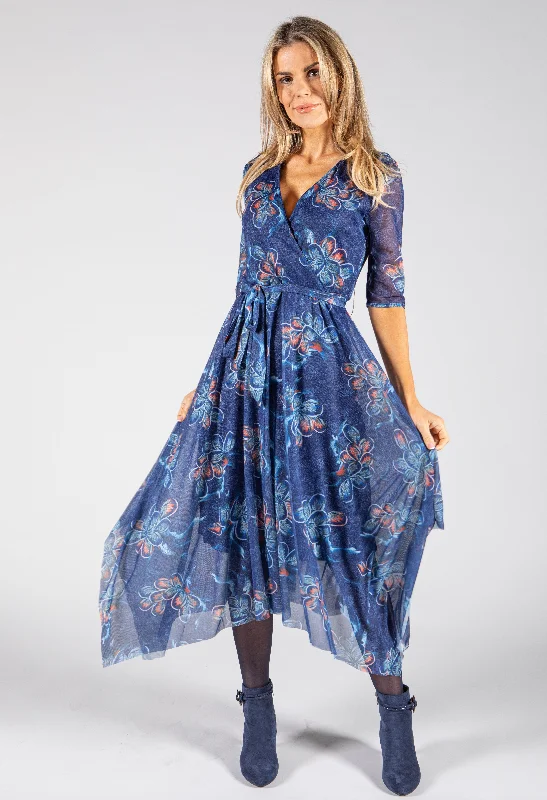 Sports Series Floral Print Midi Wrap Dress