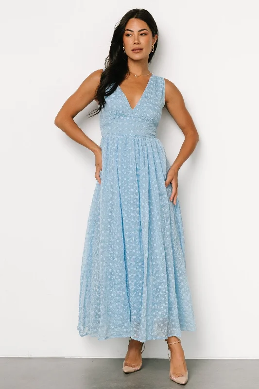 Trendy Items Thalia Embroidered Tank Midi Dress | Blue