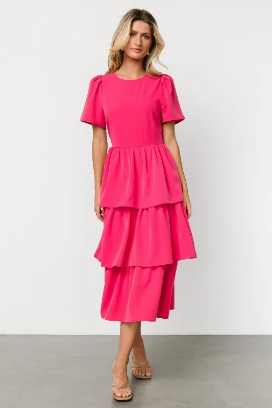 Youthful Style Cadenza Tiered Maxi Dress | Deep Pink