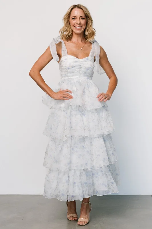 Comfortable Wear Rosemary Tiered Dress | Light Blue Floral