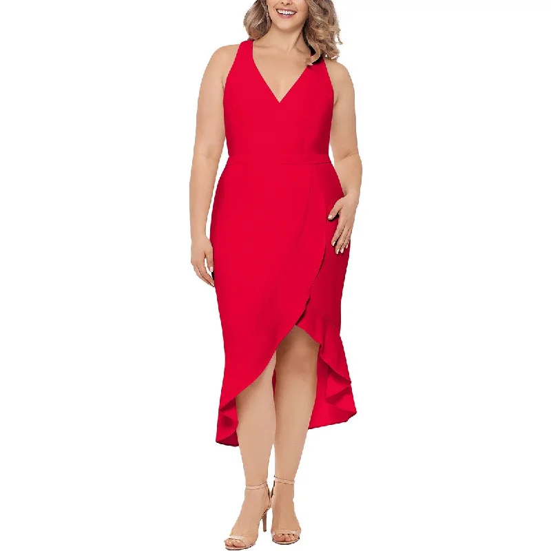 Fashion Must-have Xscape Womens Plus Ruffled Calf Midi Dress