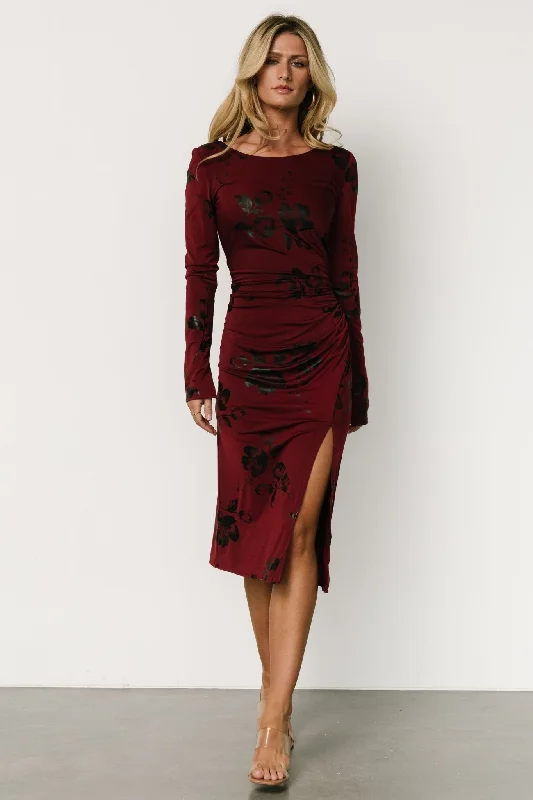 High Street Design McQueen Midi Dress | Merlot + Black