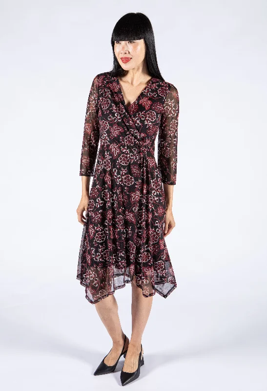 Fresh And Fashionable Floral Mesh Wrap Bodice Dress