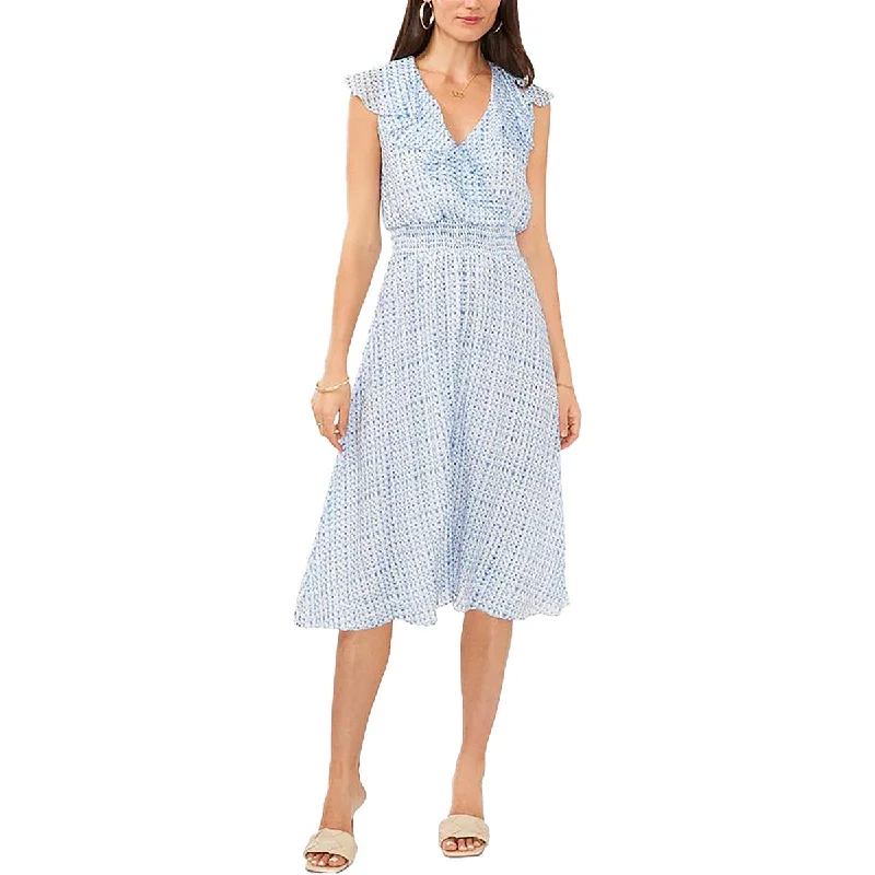 Comfortable Fashion Vince Camuto Womens Ruffled Printed Midi Dress