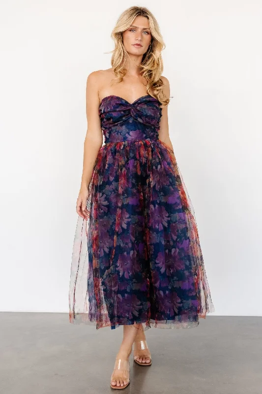 Classic Style Cristelle Strapless Dress | Navy Multi Floral