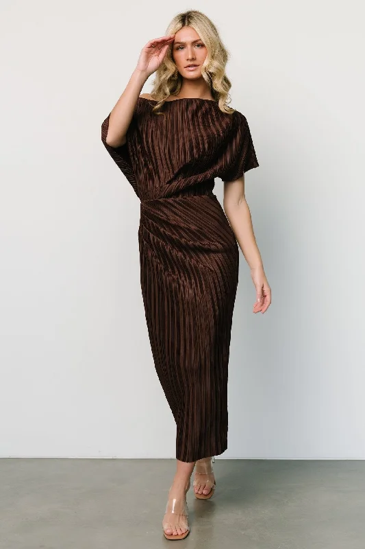 New Products Winslow Pleated Midi Dress | Dark Brown