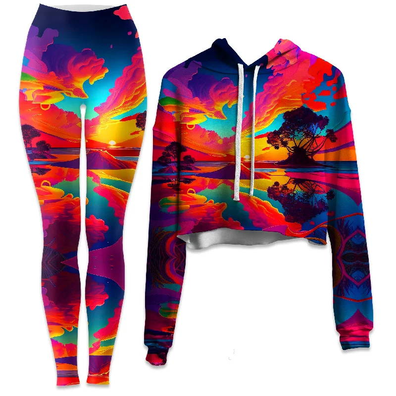 Noble And Elegant Paradiso Crop Hoodie and Leggings Combo