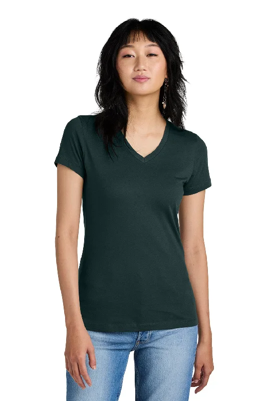 Celebrity Style District Womens Perfect Weight Short Sleeve V-Neck T-Shirt - Rainforest Green