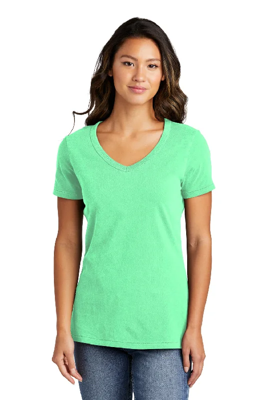 Soft Textures Port & Company Womens Beach Wash Garment Dyed Short Sleeve V-Neck T-Shirt - Jadeite Green