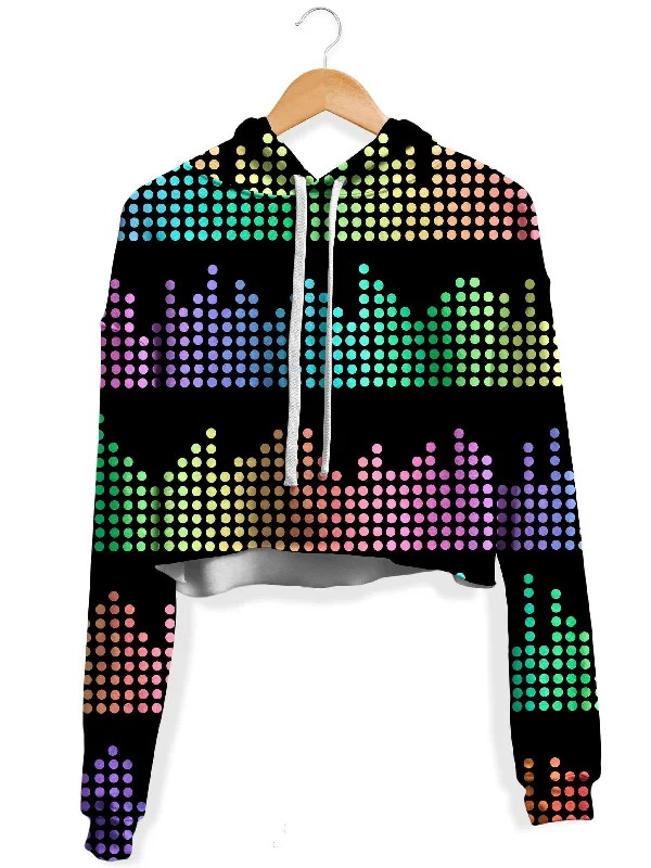 Printed Patterns Equalizer Beats Fleece Crop Hoodie