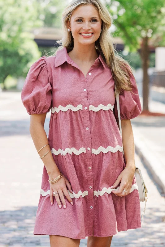 All-Day Comfort Living In Love Dusty Rose Pink Babydoll Dress