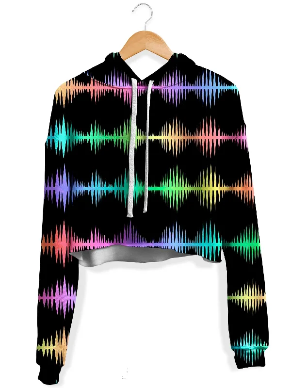 Classic Style Equalizer Sound Waves Fleece Crop Hoodie