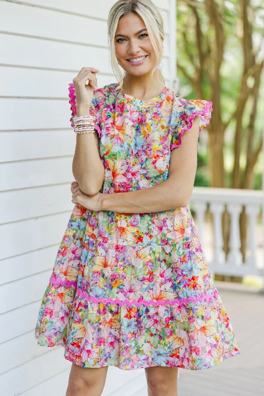 Trends Open Your Heart Pink Floral Dress