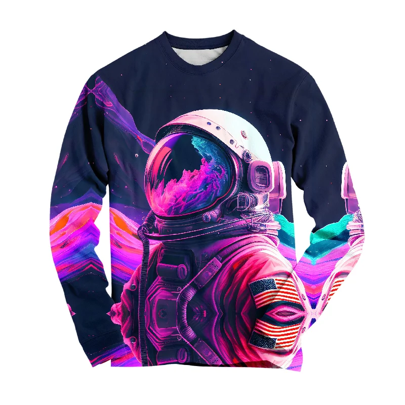 Embroidery Design Synthwave Astronaut Long Sleeve