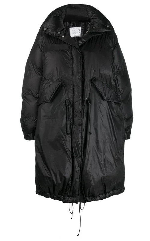 Street Fashion Black Down High Neck Padded Parka