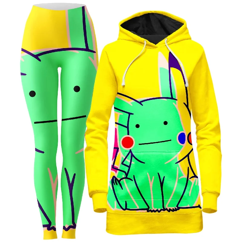 Fashionable Items Ditto Pikachu Hoodie Dress and Leggings Combo