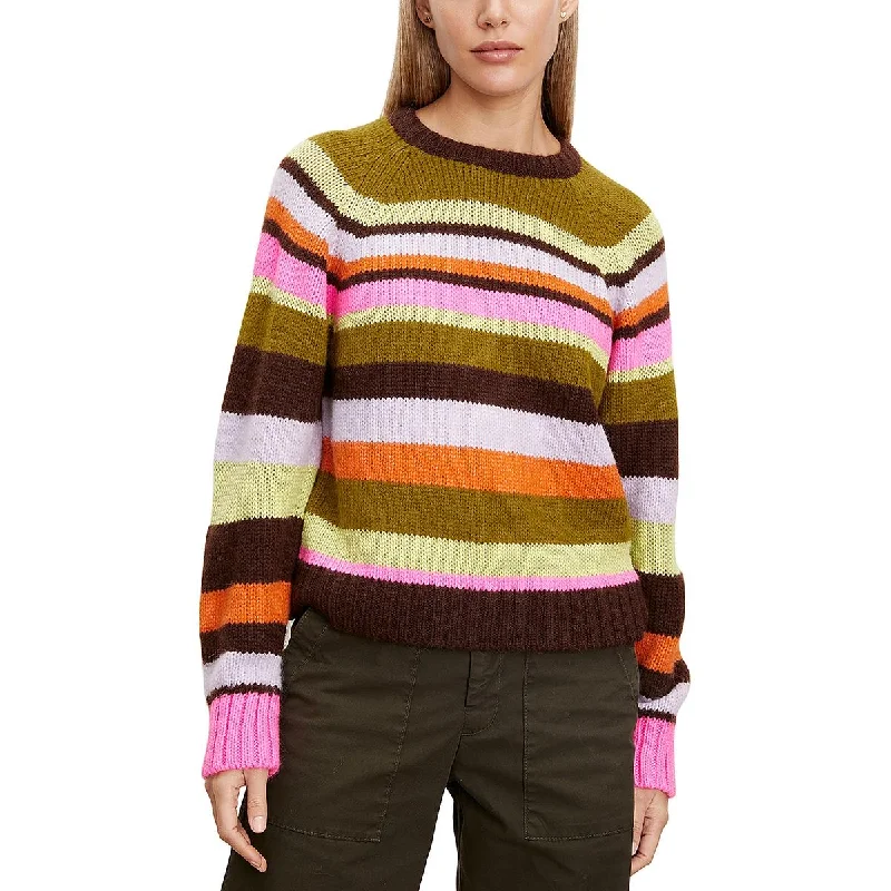 Simple Elegance VELVET BY GRAHAM & SPENCER Womens Striped Knit Crewneck Sweater