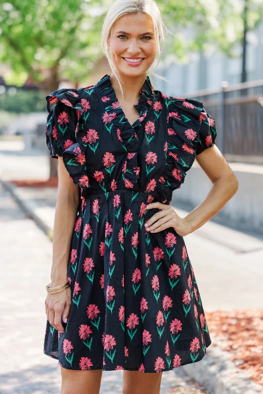 Basic Version Now Or Never Black Floral Dress