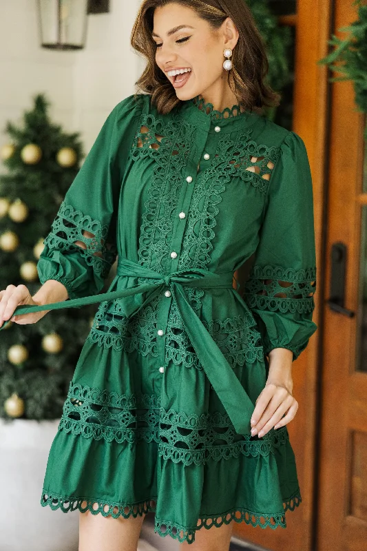 Personalized Wear It's Your Story Forest Green Crochet Dress