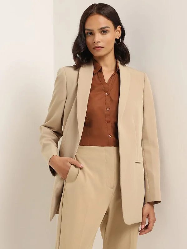 Dressing Tips Wardrobe Beige Plain Blazer