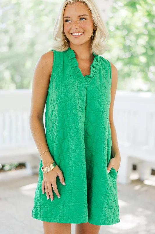 Noble And Elegant Never Better Green Textured Dress