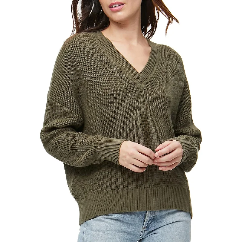 Bright Colors Michael Stars Womens Joss V-Neck Pointelle Pullover Sweater