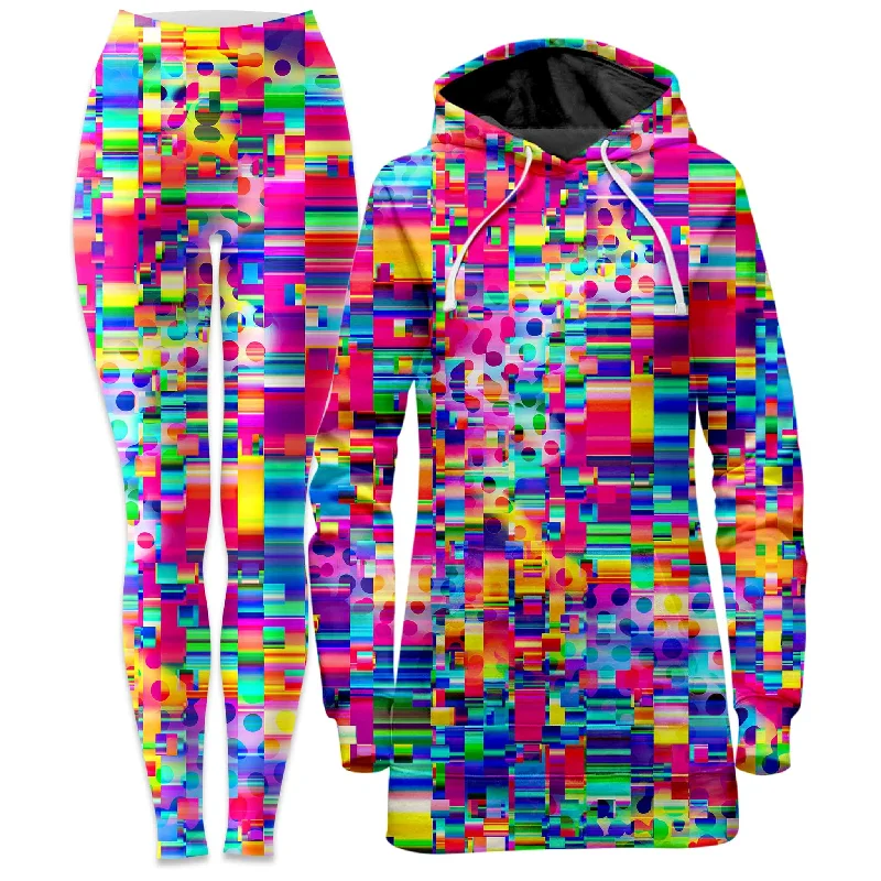 Free And Comfortable No Signal Hoodie Dress and Leggings Combo