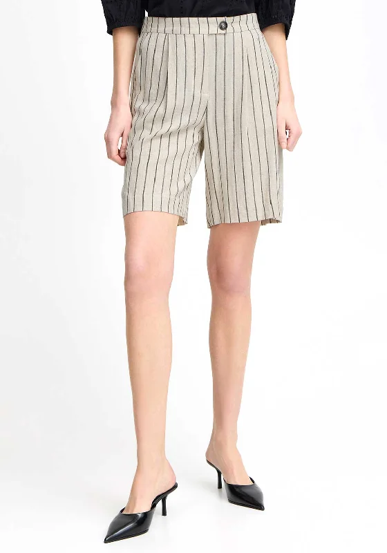 Sports Style B.Young Johanna Striped Shorted, Linen Black