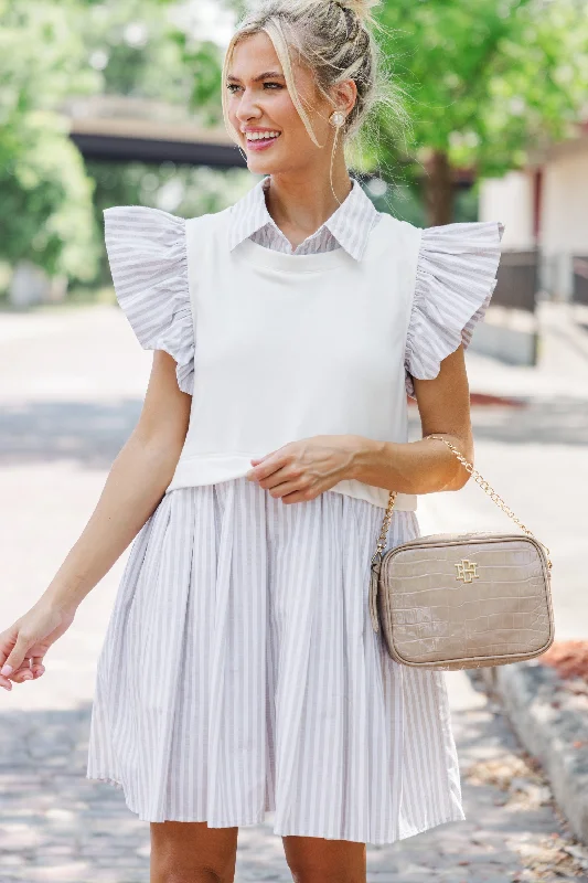 Goddess Style Out For Fun Sand Striped Dress