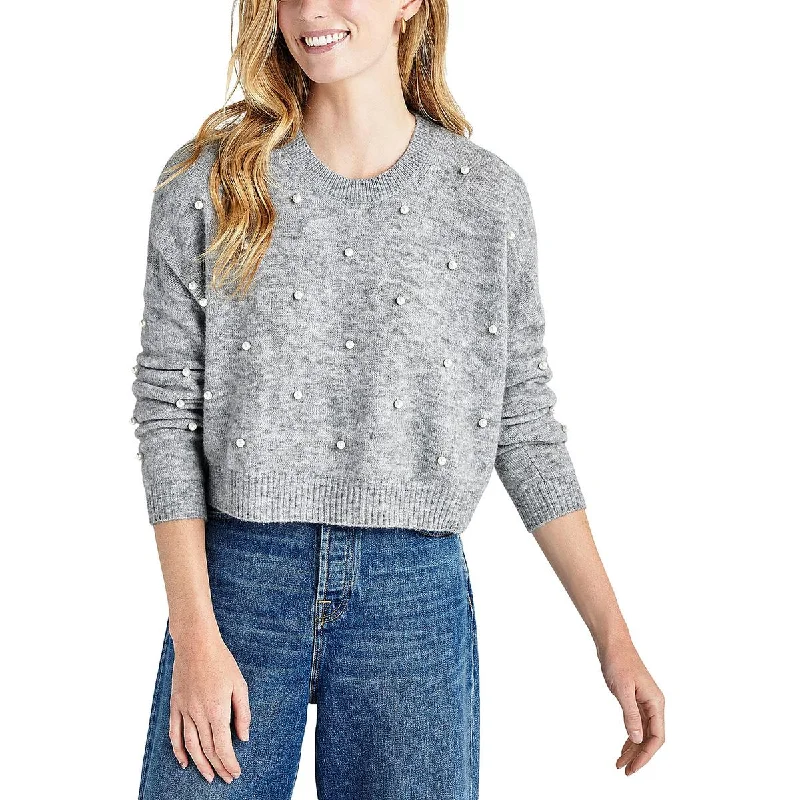 Soft Textures Splendid Womens Wool Blend Embellished Crewneck Sweater