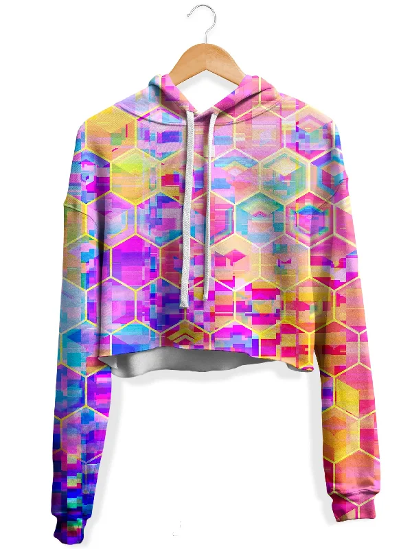 Fashion Must-have Spectral Cubes Fleece Crop Hoodie