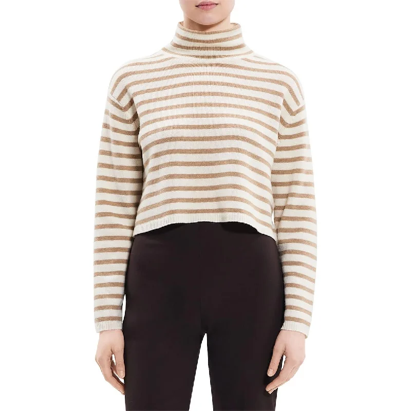 Editorial Design Theory Womens Wool Blend Striped Mock Turtleneck Sweater