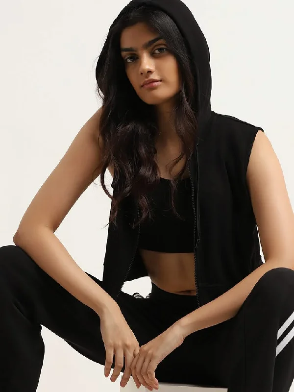 Relaxed Style Studiofit Black Crop Zipper Jacket