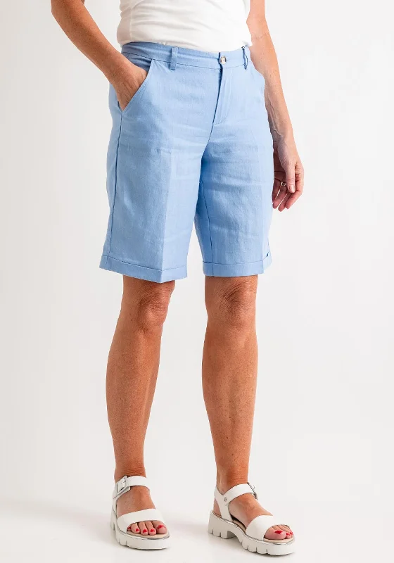 Sweet Breath Oui Bermuda Pure Linen Shorts, Light Blue