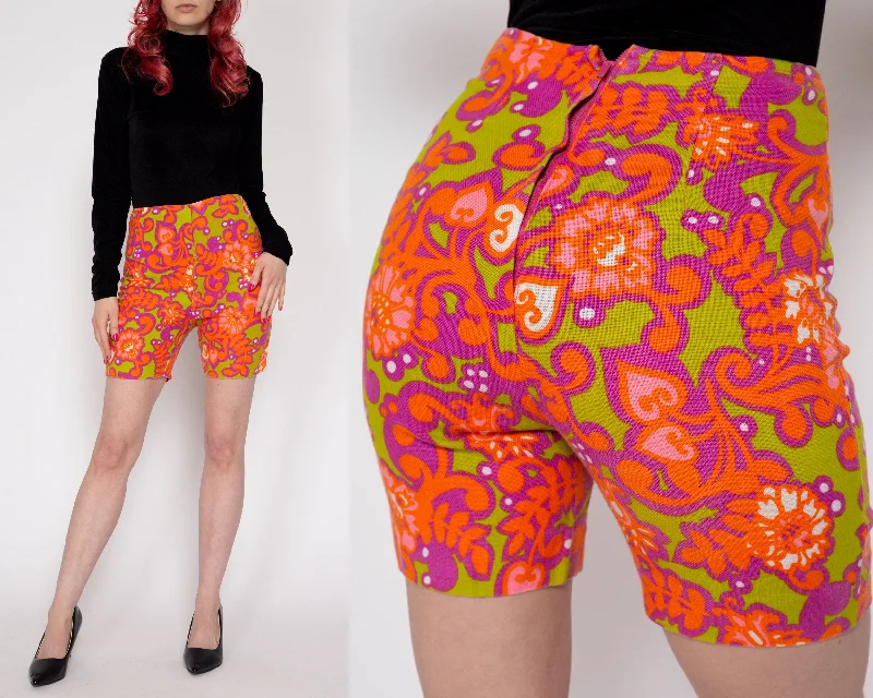 Exquisite Details XXS 60s Psychedelic Flower Power Shorts 23.5"