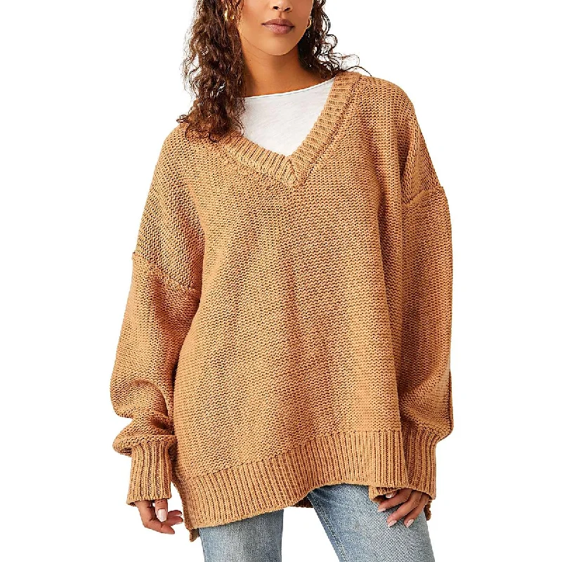 Personal Charm Free People Womens Knit Ribbed Trim Pullover Sweater