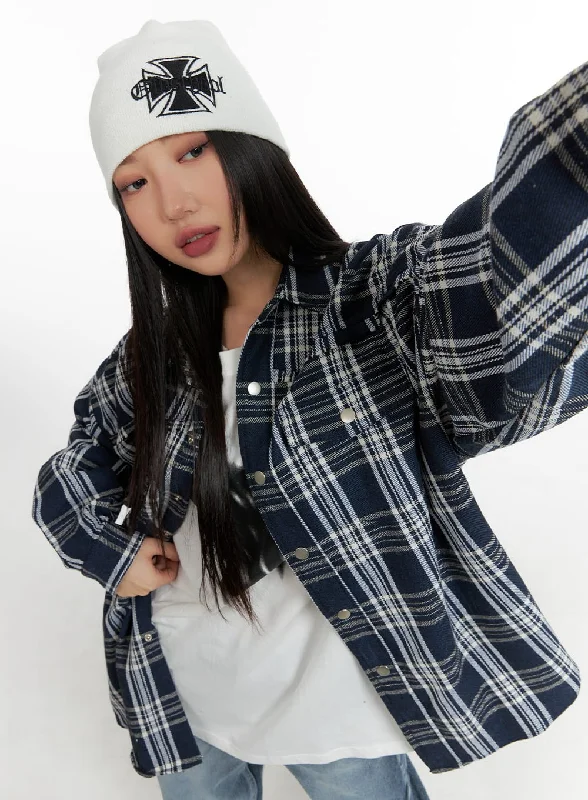 Retro Prints Unisex Plaid Flannel Shirt CM418