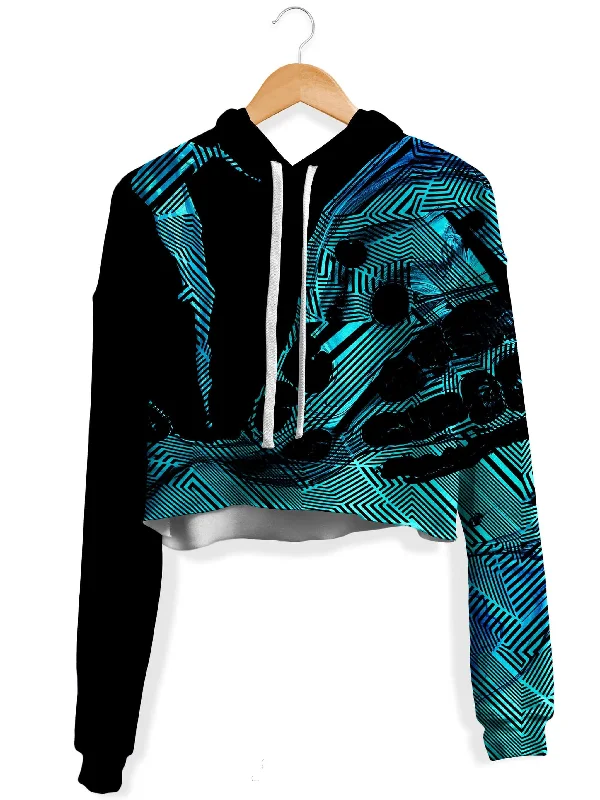 Fresh And Fashionable Primordial Flow Fleece Crop Hoodie