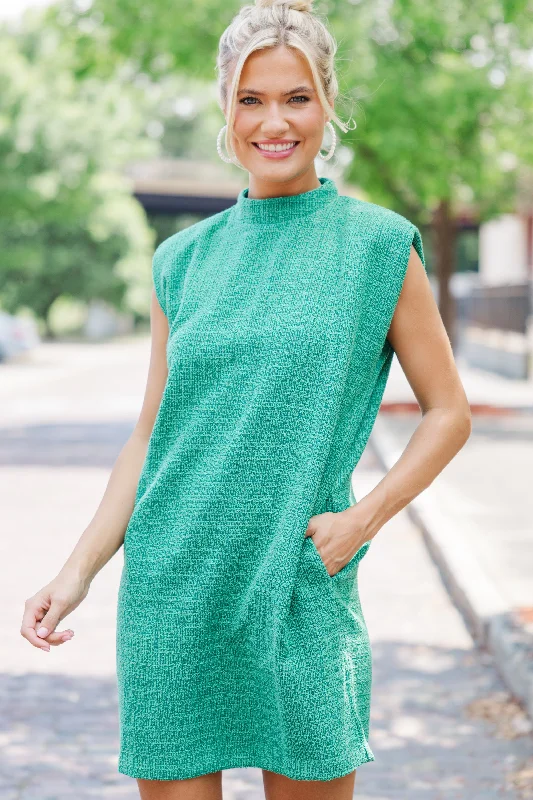 Personal Design One More Time Green Tweed Shift Dress