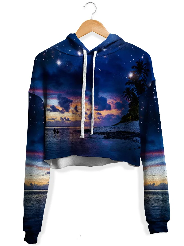 High-end Design Beach Keen Fleece Crop Hoodie