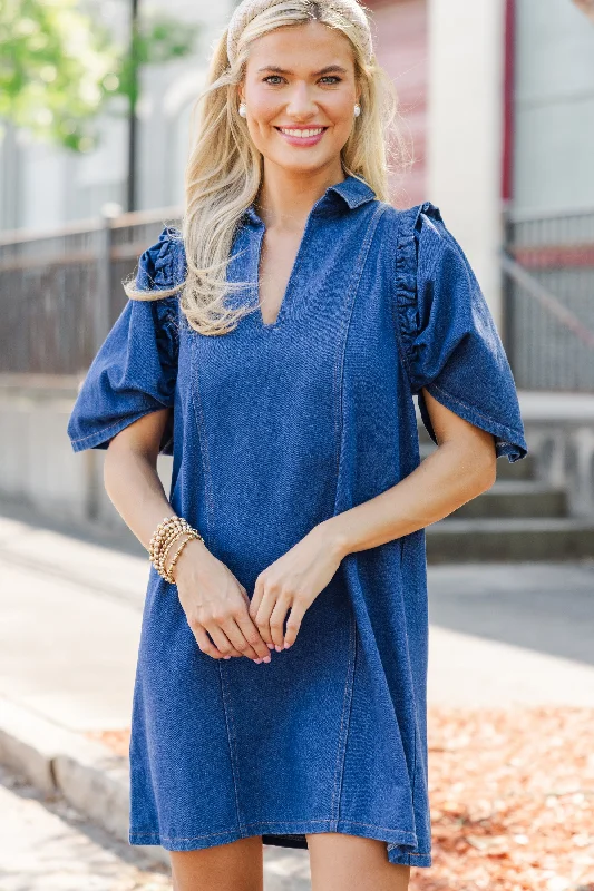 Fashion Classic Meet You There Dark Wash Denim Dress