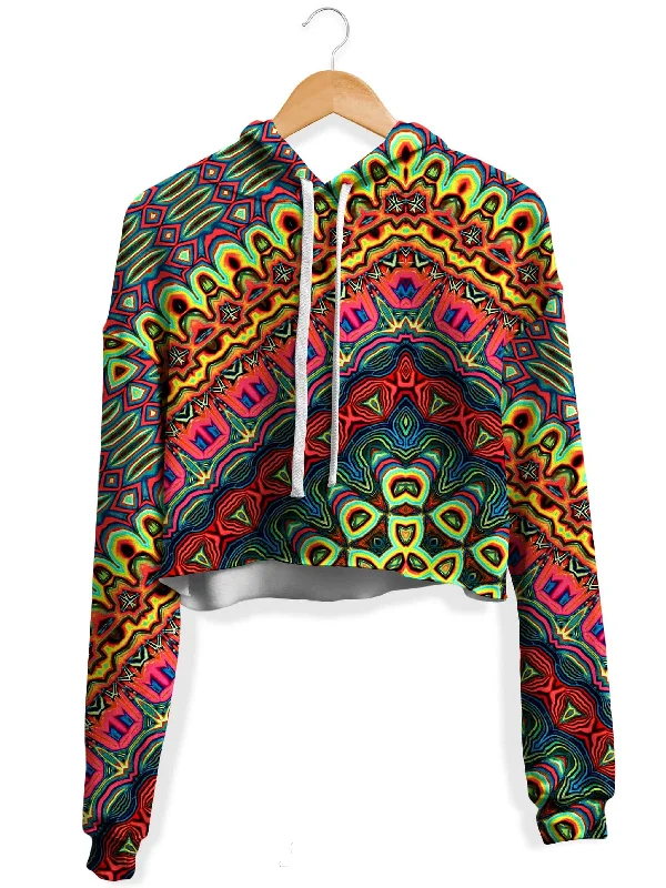 Fashionable In The Times Sun Meditation Fleece Crop Hoodie