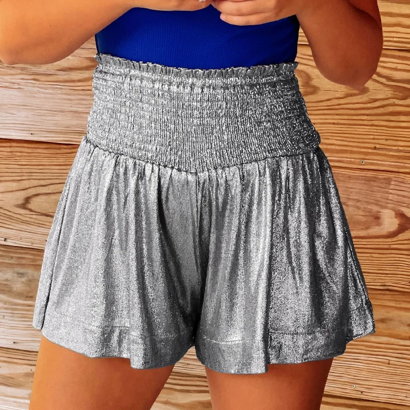 Basic Version Casual Shinning Elastic Waist Summer Women Shorts