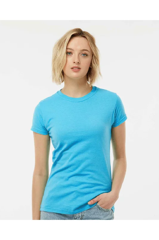 Fashion Concept Tultex Womens Fine Jersey Slim Fit Short Sleeve Crewneck T-Shirt - Aqua Blue