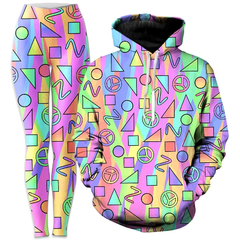 Quality Tailoring Trippy Retro Peace Signs Hoodie and Leggings Combo