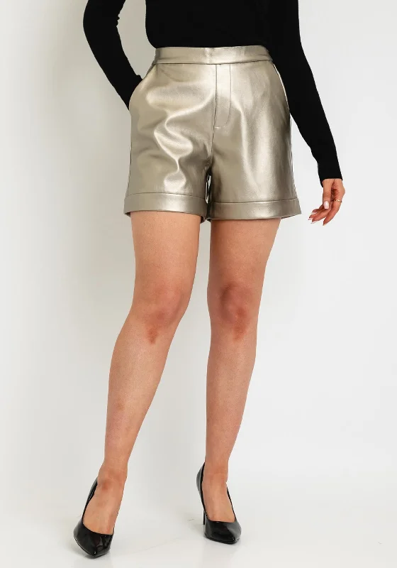 High-end Sense Tiffosi Sonia High Waist Metallic Shorts, Gold