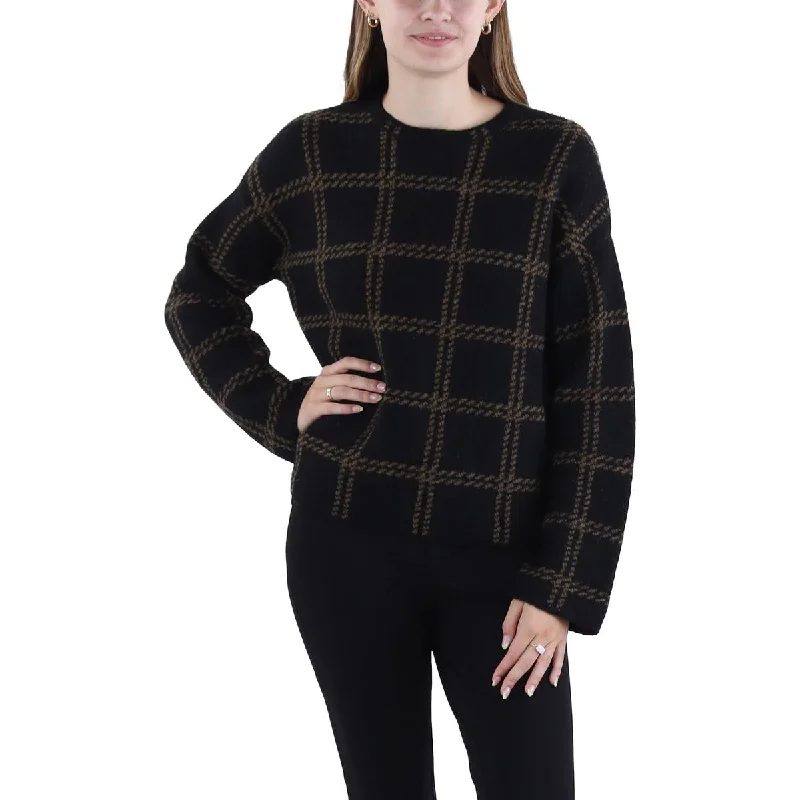 Tropical Style Vince Womens   Cashmere Plaid Pullover Sweater