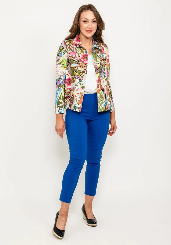 Stylish Comfort Robell Happy Floral Print Denim Effect Jacket, Multi