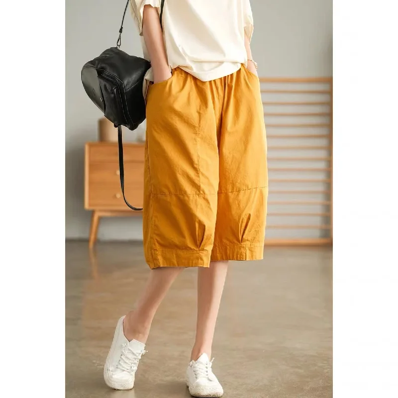 Unique Fashion Summer Cotton Linen Summer Women Half Pants