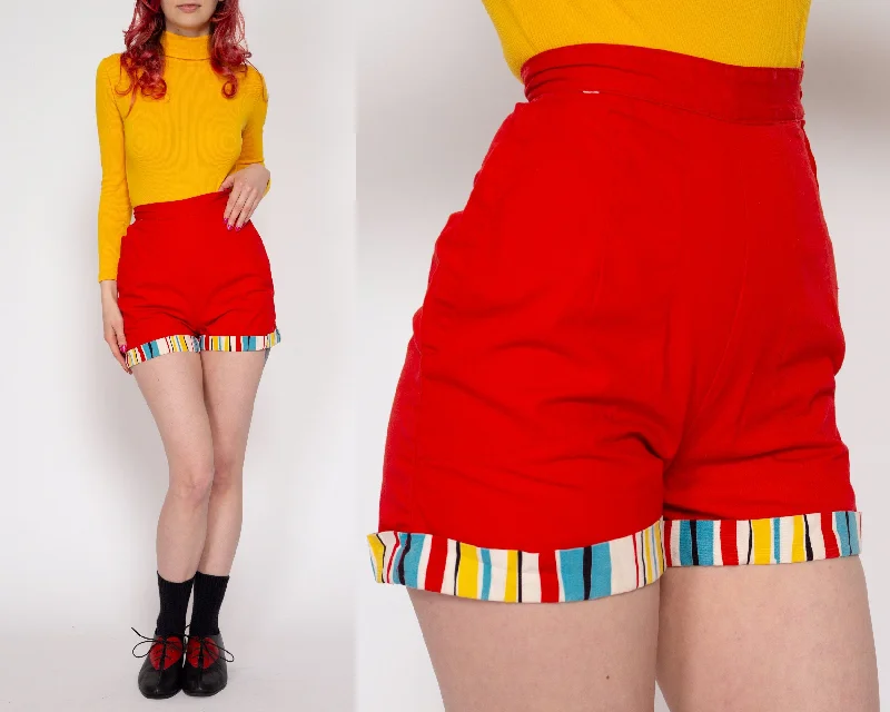 Quality Tailoring XXS 60s Red Striped Trim Rockabilly Shorts 21"